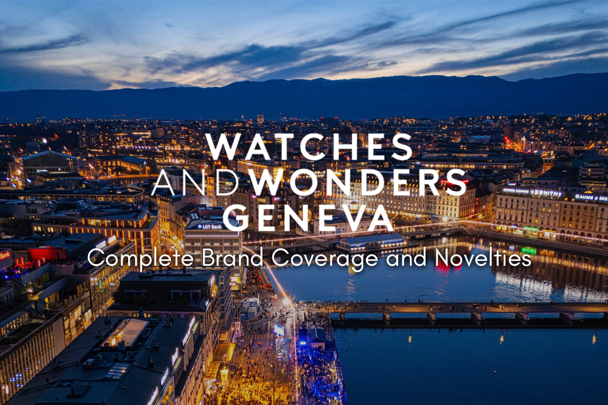 Aerial view of Geneva at night with the text “Watches and Wonders Geneva The Complete Guide” overlaid, representing the Watches and Wonders 2026 event