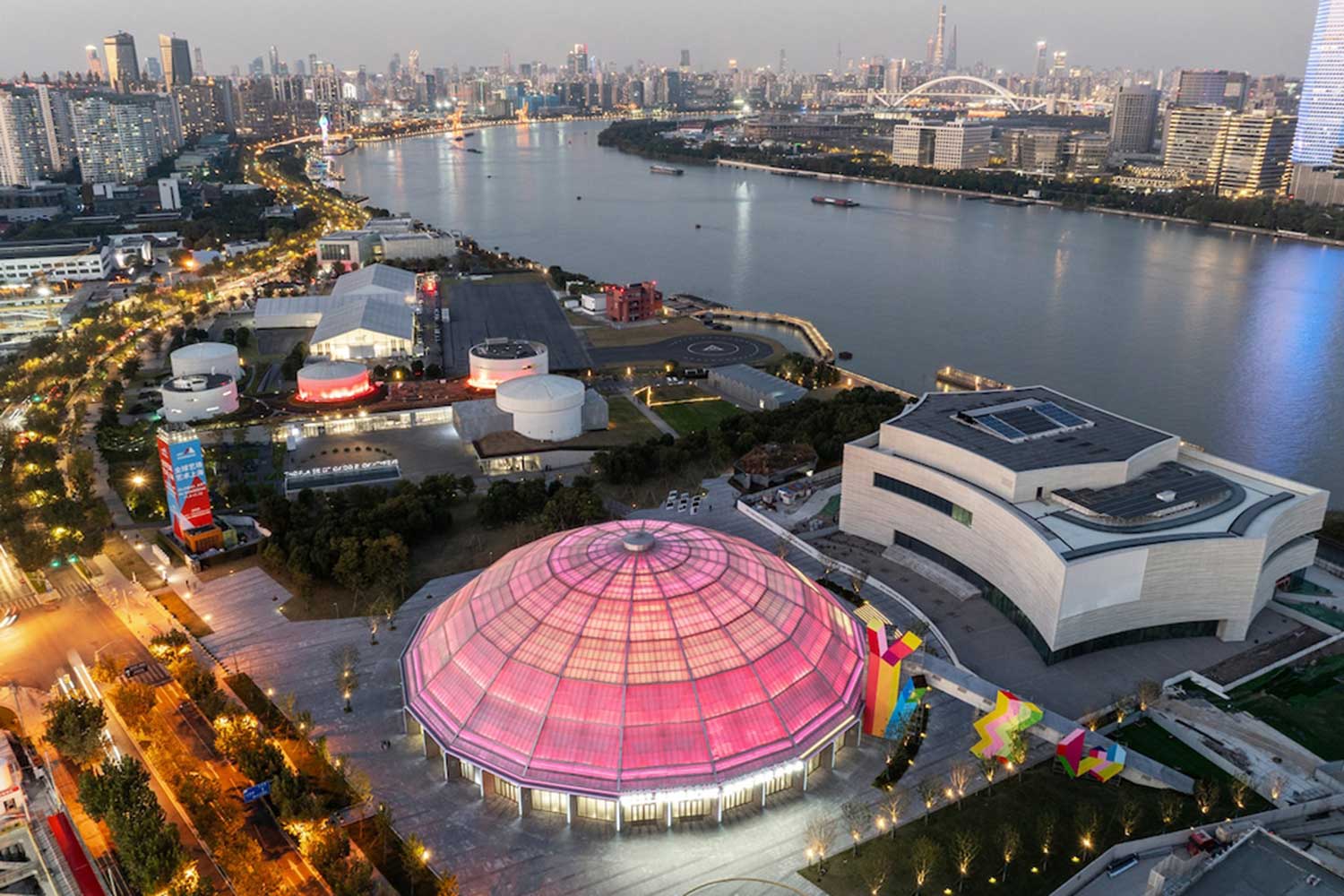 Aerial view of the Shanghai West Bund Dome (Photo by Tian Fangfang)