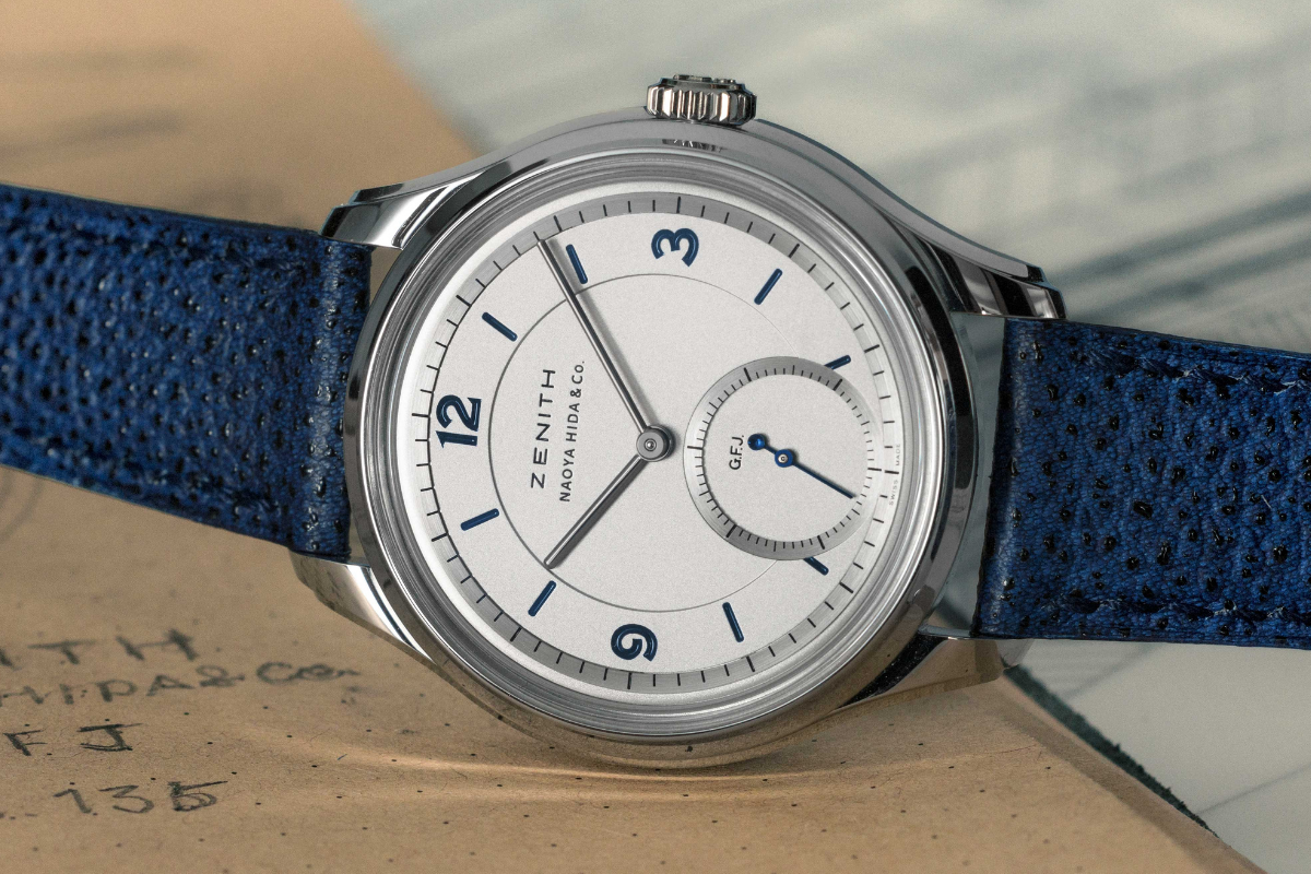 The Zenith G.F.J. Calibre 135 Double Signed with Naoya Hida & Co., limited to 10 pieces in platinum with a solid silver dial