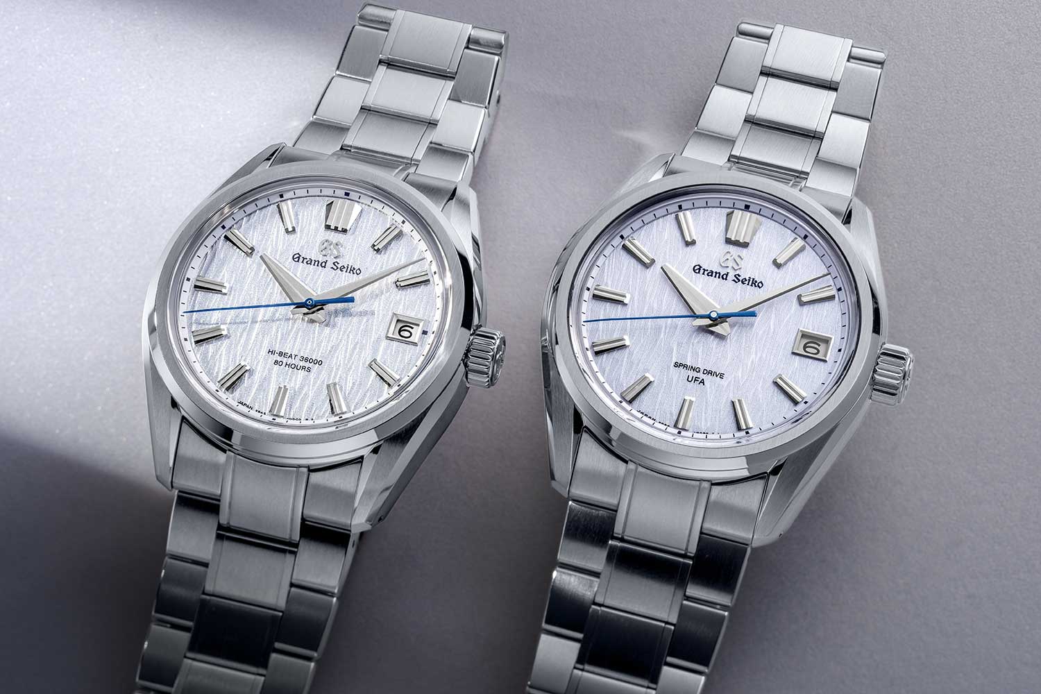 Grand Seiko Evolution 9 Hi-Beat SLGH031 White Birch and Spring Drive U.F.A. SLGB009 White Birch (©Revolution)