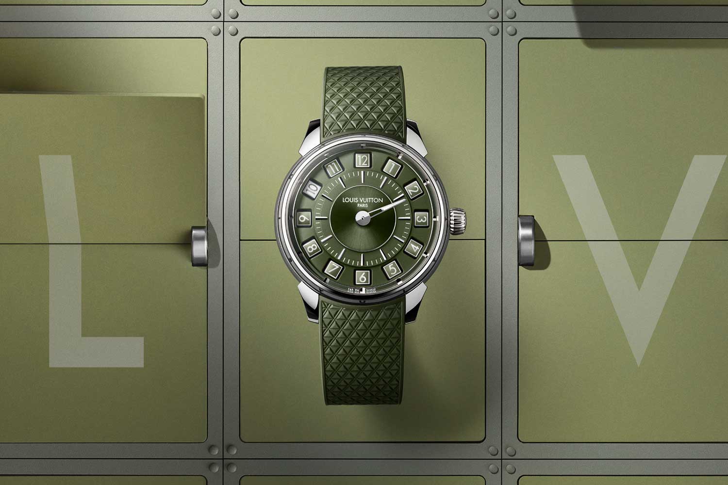 Louis Vuitton Tambour Spin Time Green in White Gold