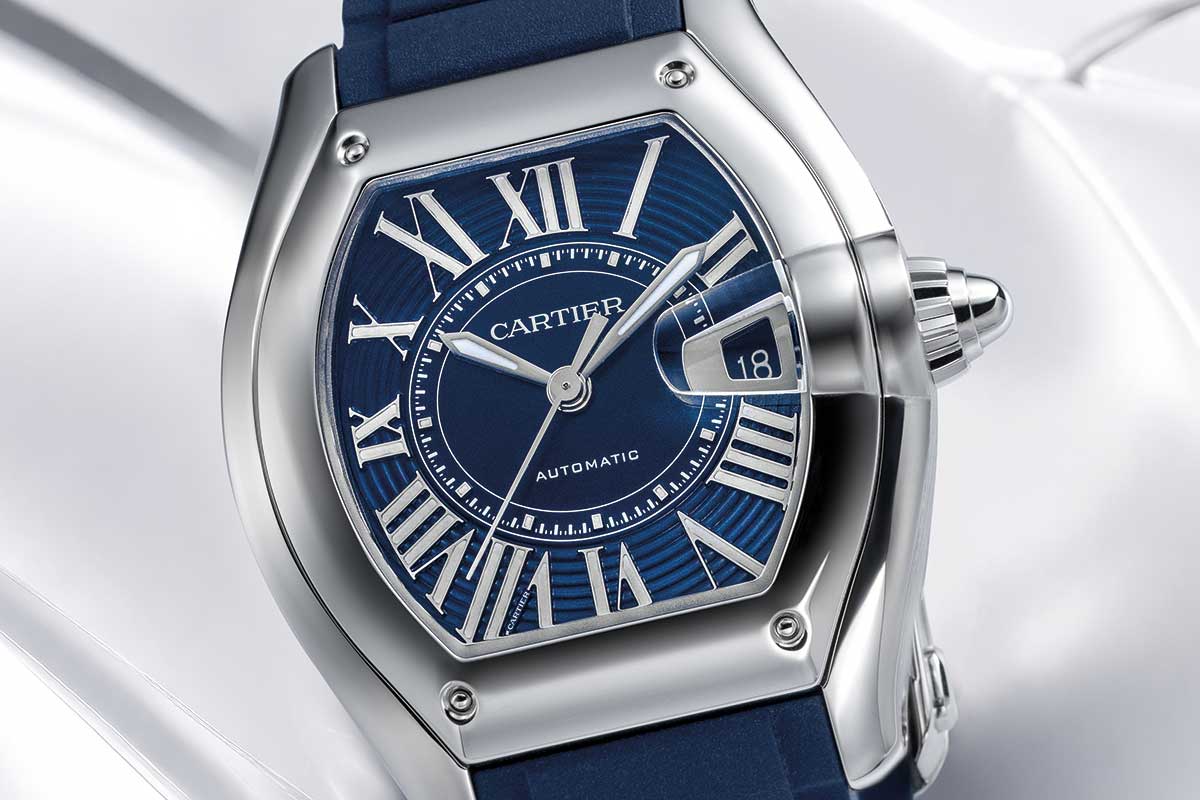 Cartier Roadster Watch (Large Model) in Blue Dial Ref. WSRD0014 (©Revolution)
